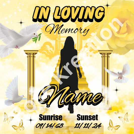 Yellow Heaven Memorial Template (Canva)